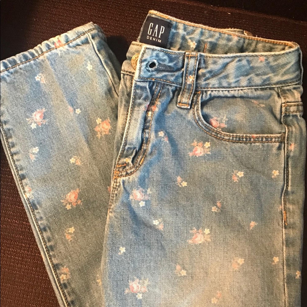 Girls Gap Girlfriend Flower Jeans